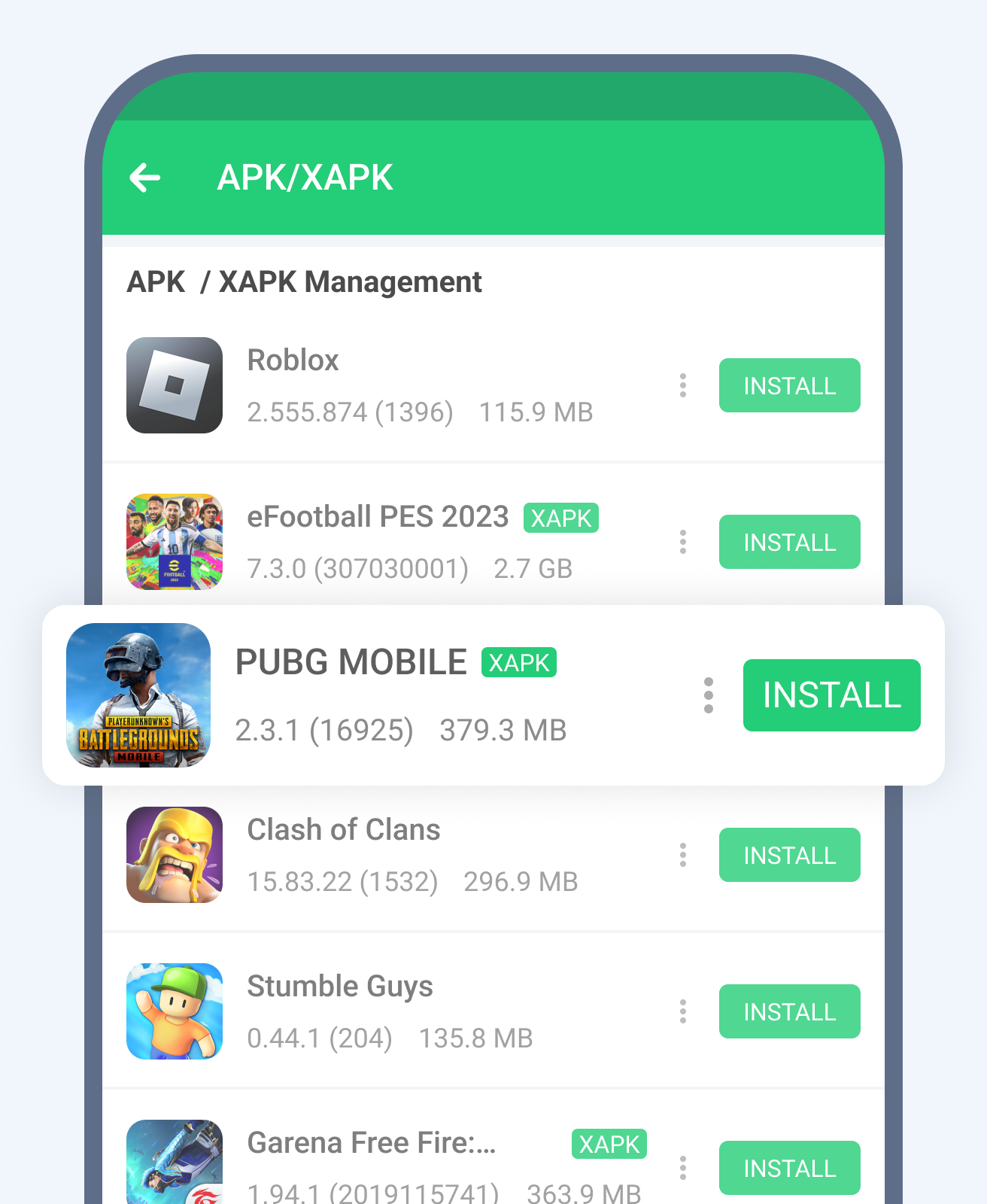 Clique no botão INSTALAR para instalar o arquivo XAPK